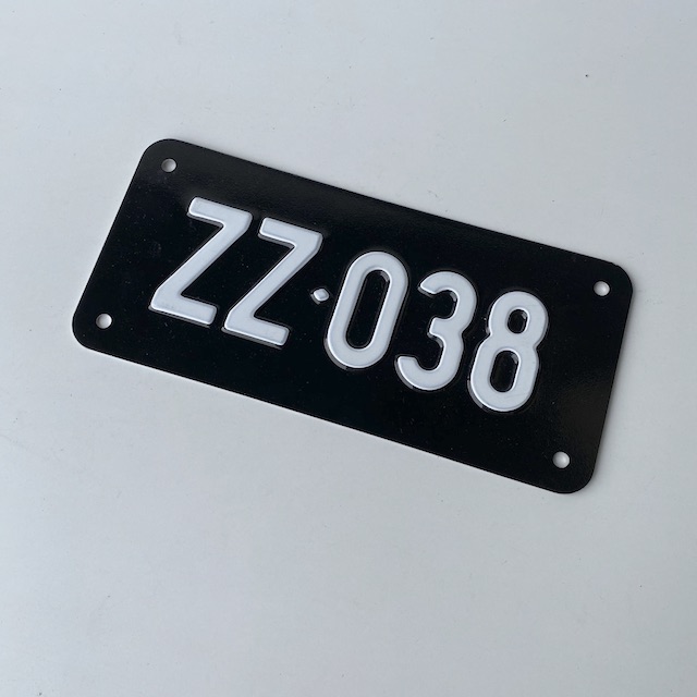 NUMBER PLATE, Generic - Small Black White ZZ038 (Single)